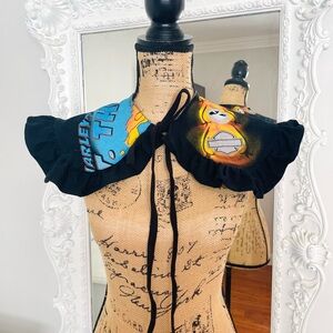 New York Couture Reworked Flames HARLEY DAVIDSON Logo Ruffle Detachable Collar